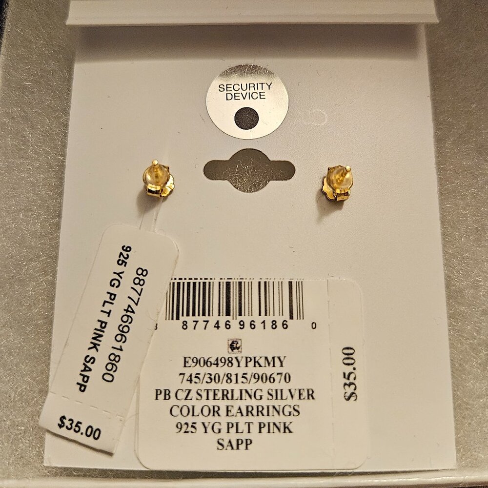 Giani Bernini Pink Heart Shaped Cubic Zirconia Studs, 18K - NWT - Picture 3 of 3